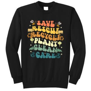 Retro Groovy Save Bees Rescue Animals Recycle Earth Day 2024 Sweatshirt