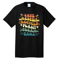 Retro Groovy Save Bees Rescue Animals Recycle Earth Day 2024 Tall T-Shirt