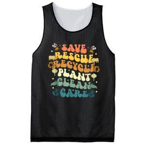 Retro Groovy Save Bees Rescue Animals Recycle Earth Day 2024 Mesh Reversible Basketball Jersey Tank