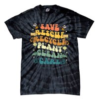 Retro Groovy Save Bees Rescue Animals Recycle Earth Day 2024 Tie-Dye T-Shirt