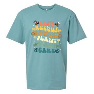 Retro Groovy Save Bees Rescue Animals Recycle Earth Day 2024 Sueded Cloud Jersey T-Shirt