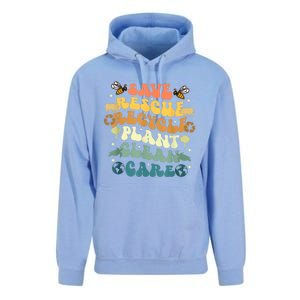 Retro Groovy Save Bees Rescue Animals Recycle Earth Day 2024 Unisex Surf Hoodie