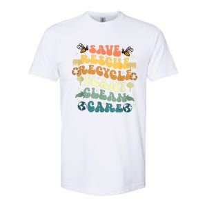 Retro Groovy Save Bees Rescue Animals Recycle Earth Day 2024 Softstyle CVC T-Shirt