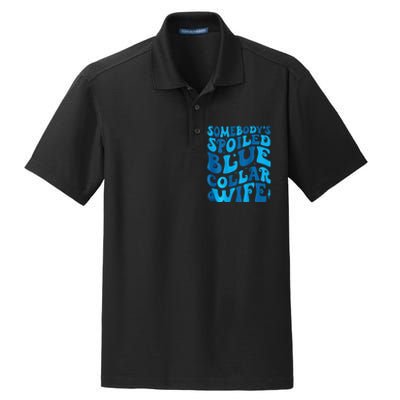 Retro Groovy Somebody's Spoiled Blue Collar Wife Dry Zone Grid Polo