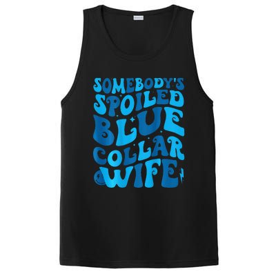 Retro Groovy Somebody's Spoiled Blue Collar Wife PosiCharge Competitor Tank