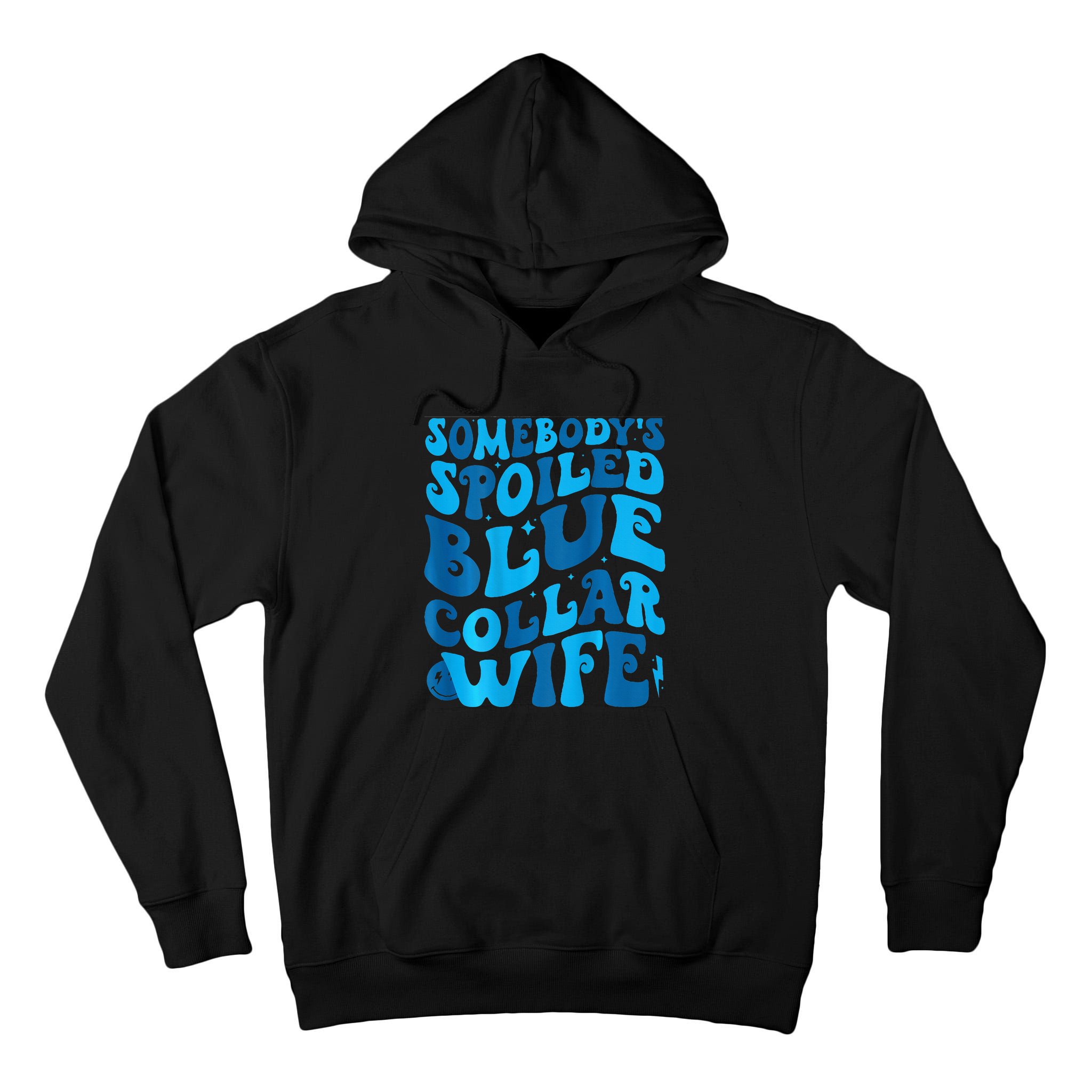 Retro Groovy Somebody's Spoiled Blue Collar Wife Tall Hoodie