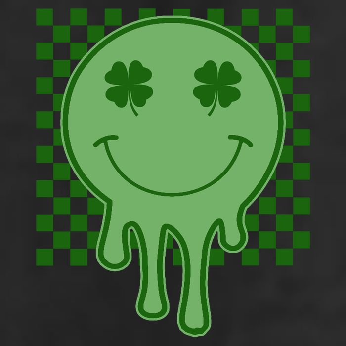 Retro Groovy St Patricks Smiley 7 Panel Mesh Trucker Snapback Hat