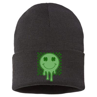 Retro Groovy St Patricks Smiley Sustainable Knit Beanie
