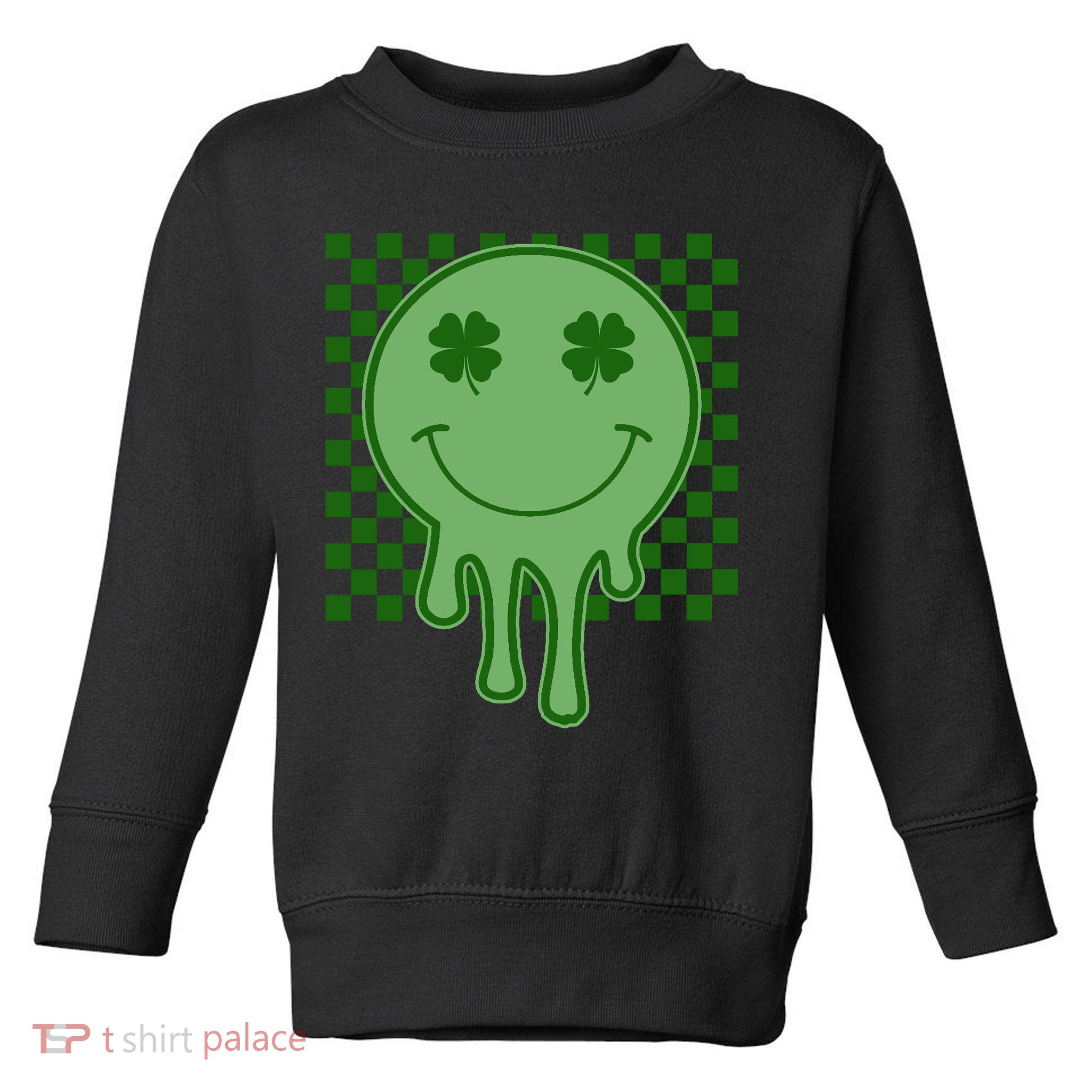 Retro Groovy St Patricks Smiley Toddler Sweatshirt