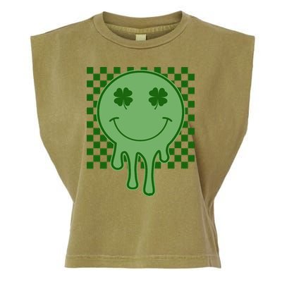 Retro Groovy St Patricks Smiley Garment-Dyed Women's Muscle Tee