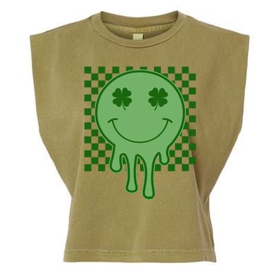 Retro Groovy St Patricks Smiley Garment-Dyed Women's Muscle Tee