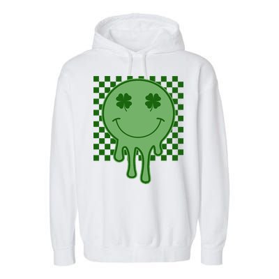 Retro Groovy St Patricks Smiley Garment-Dyed Fleece Hoodie