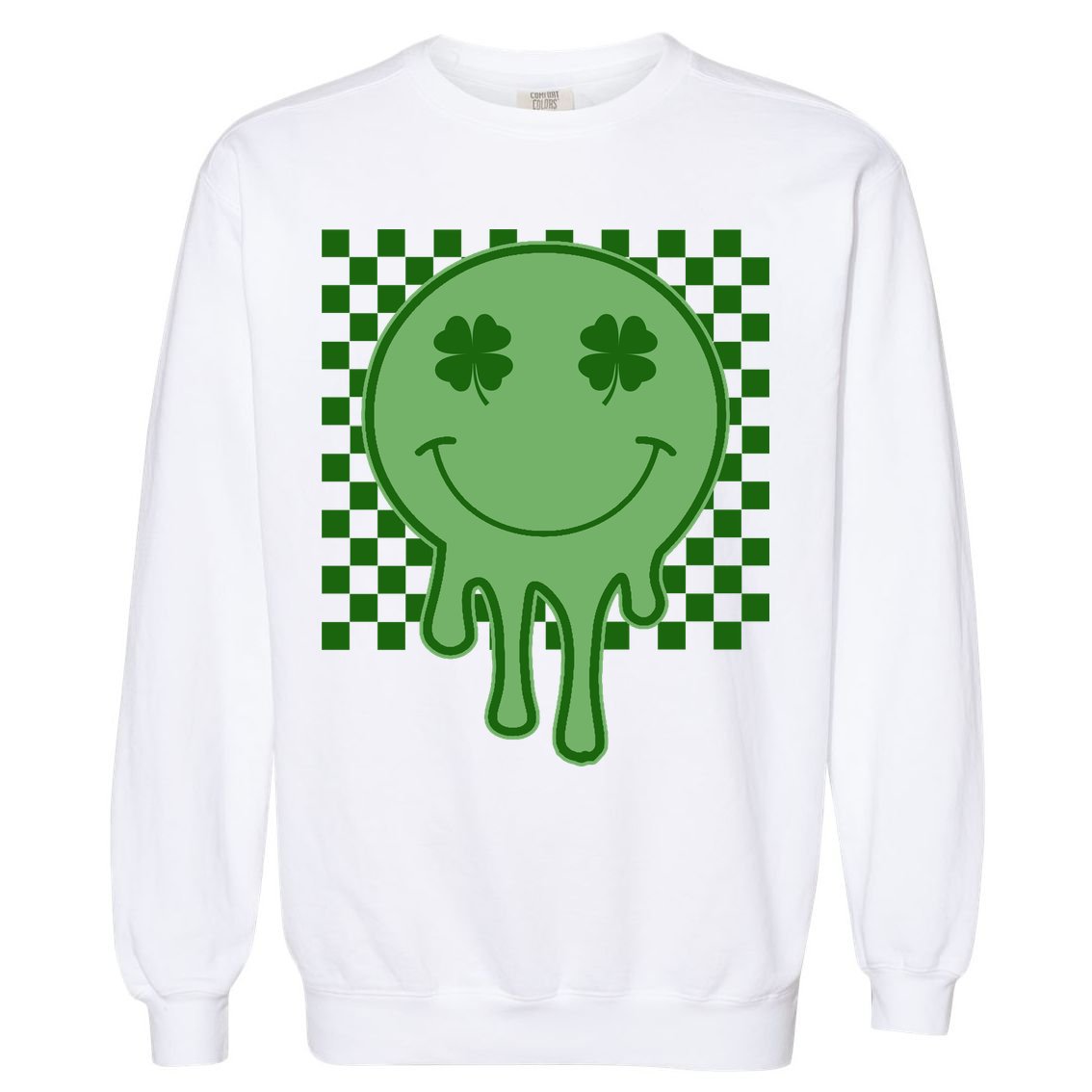 Retro Groovy St Patricks Smiley Garment-Dyed Sweatshirt