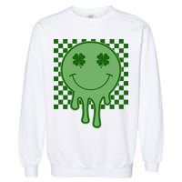 Retro Groovy St Patricks Smiley Garment-Dyed Sweatshirt