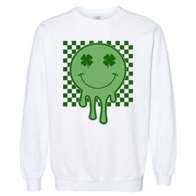 Retro Groovy St Patricks Smiley Garment-Dyed Sweatshirt