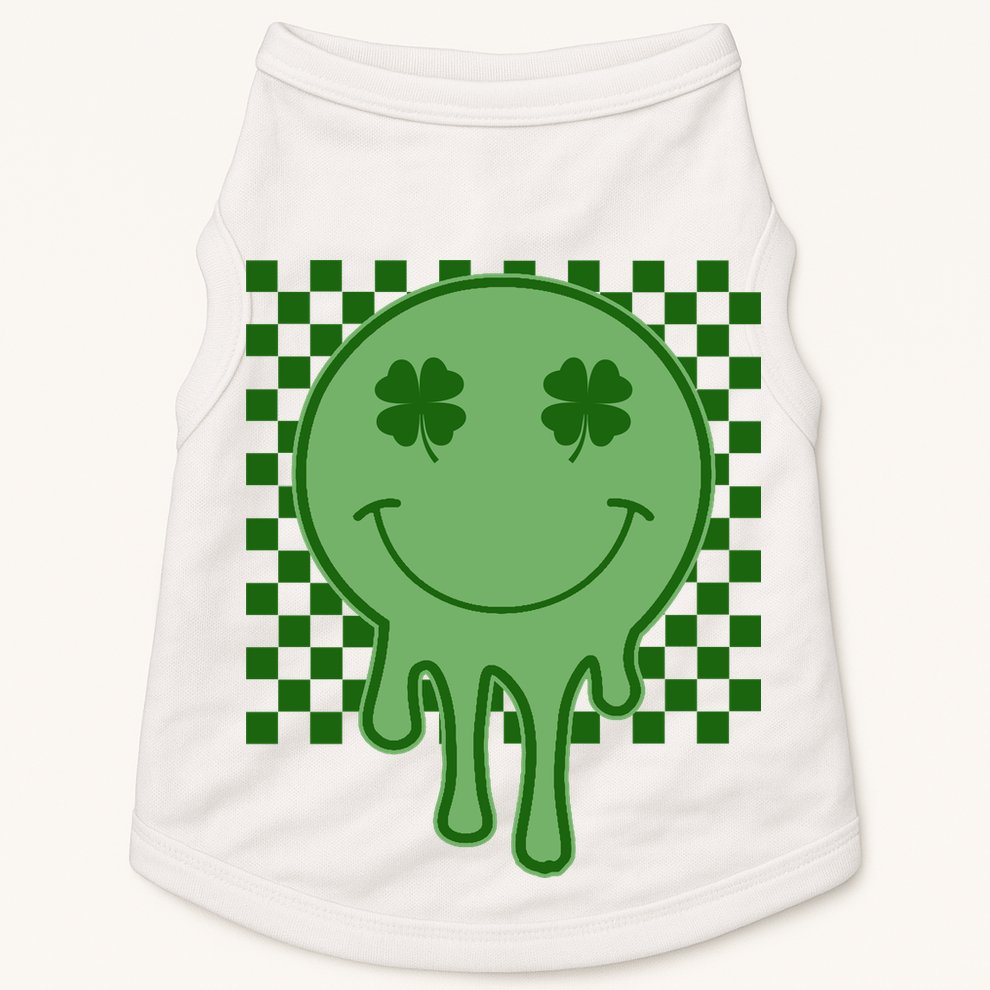 Retro Groovy St Patricks Smiley Doggie Tank