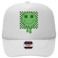 Retro Groovy St Patricks Smiley High Crown Mesh Back Trucker Hat