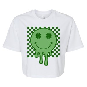 Retro Groovy St Patricks Smiley Bella+Canvas Jersey Crop Tee