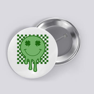 Retro Groovy St Patricks Smiley Button