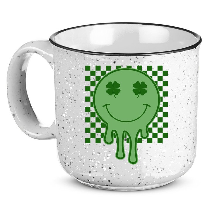 Retro Groovy St Patricks Smiley 15oz Campfire Ceramic Mug