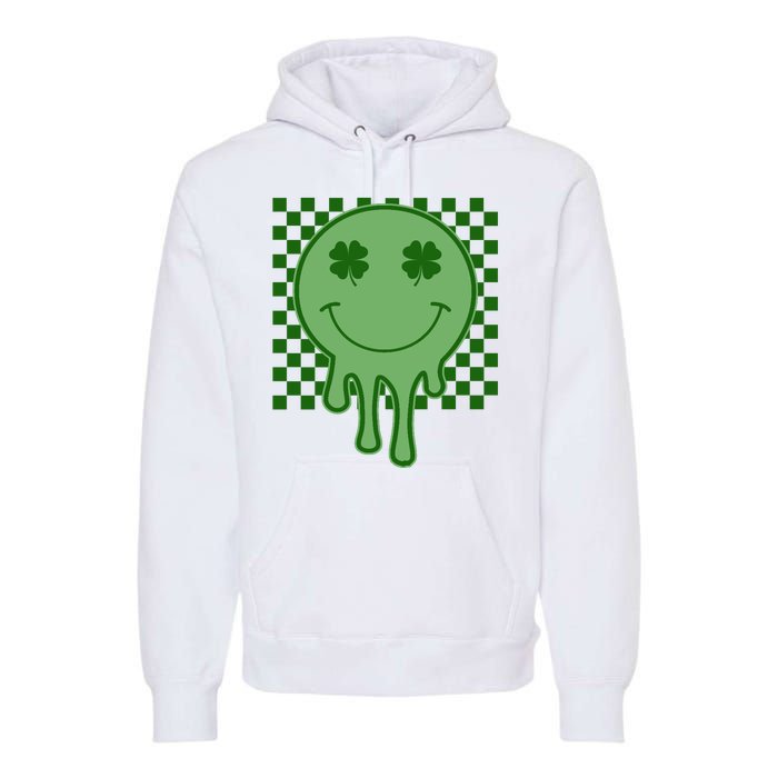 Retro Groovy St Patricks Smiley Premium Hoodie