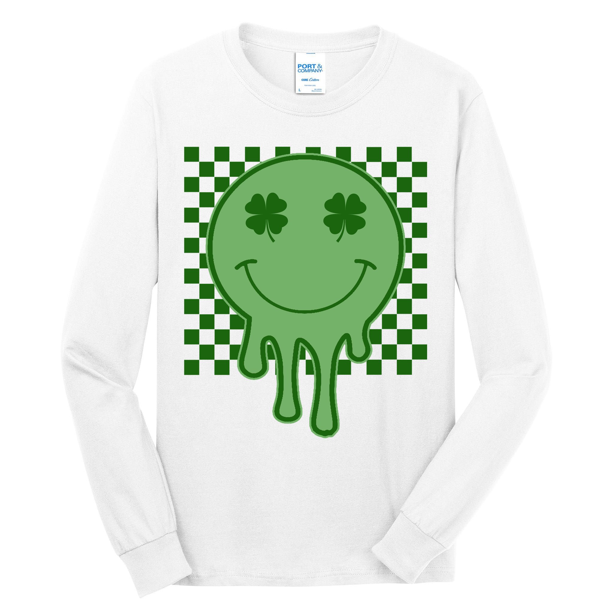 Retro Groovy St Patricks Smiley Tall Long Sleeve T-Shirt