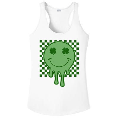 Retro Groovy St Patricks Smiley Ladies PosiCharge Competitor Racerback Tank