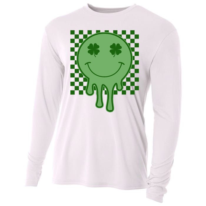 Retro Groovy St Patricks Smiley Cooling Performance Long Sleeve Crew