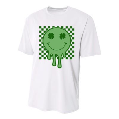 Retro Groovy St Patricks Smiley Youth Performance Sprint T-Shirt