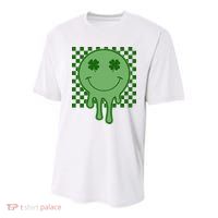 Retro Groovy St Patricks Smiley Youth Performance Sprint T-Shirt