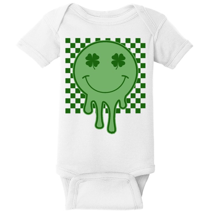 Retro Groovy St Patricks Smiley Baby Bodysuit