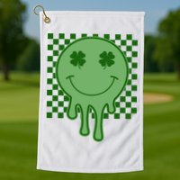 Retro Groovy St Patricks Smiley Golf Towel