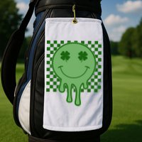 Retro Groovy St Patricks Smiley Golf Towel