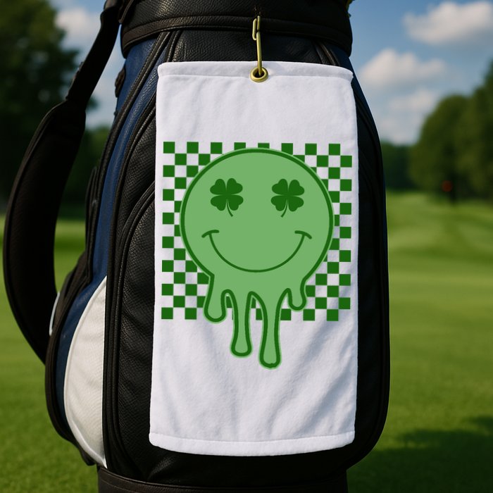Retro Groovy St Patricks Smiley Golf Towel