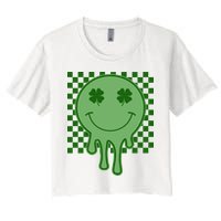 Retro Groovy St Patricks Smiley Crop Top