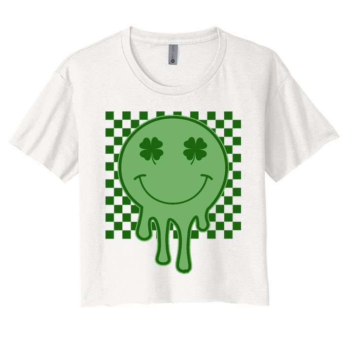 Retro Groovy St Patricks Smiley Crop Top