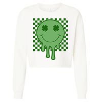 Retro Groovy St Patricks Smiley Cropped Pullover Crew