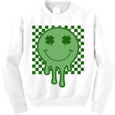 Retro Groovy St Patricks Smiley Kids Sweatshirt