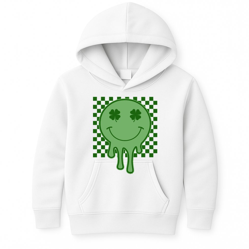 Retro Groovy St Patricks Smiley Kids Hoodie