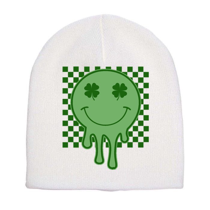 Retro Groovy St Patricks Smiley Short Acrylic Beanie