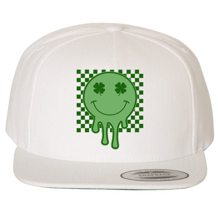 Retro Groovy St Patricks Smiley Wool Snapback Cap