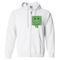 Retro Groovy St Patricks Smiley Full Zip Hoodie