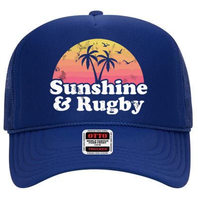 Rugby Gift Sunshine And Rugby High Crown Mesh Back Trucker Hat