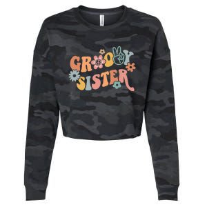 Retro Groovy Sister Matching Family 1st Birthday Party Cropped Pullover Crew