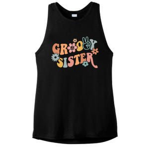 Retro Groovy Sister Matching Family 1st Birthday Party Ladies PosiCharge Tri-Blend Wicking Tank