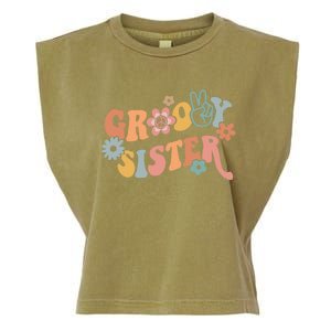 Retro Groovy Sister Matching Family 1st Birthday Party Garment-Dyed Women's Muscle Tee