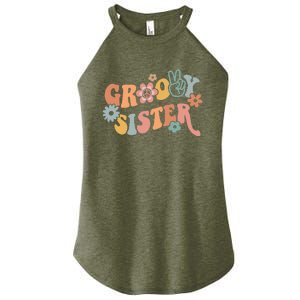 Retro Groovy Sister Matching Family 1st Birthday Party Women's Perfect Tri Rocker Tank