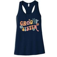 Retro Groovy Sister Matching Family 1st Birthday Party Women's Racerback Tank