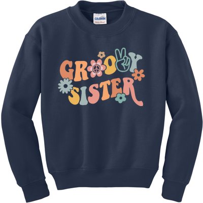 Retro Groovy Sister Matching Family 1st Birthday Party Kids Sweatshirt