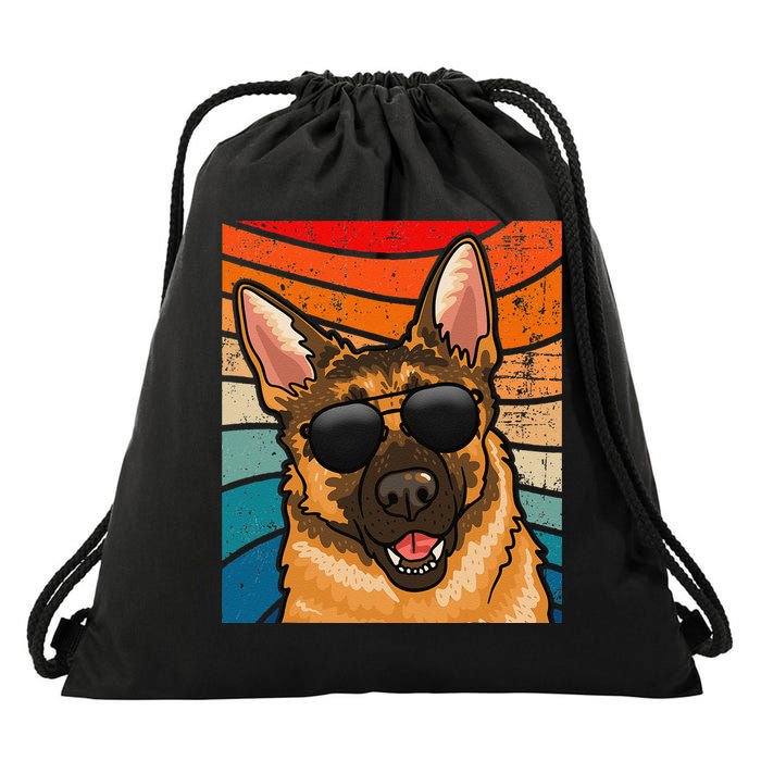 Retro German Shepherd German Shepherd Dog Drawstring Bag